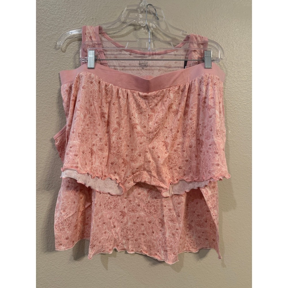 Studio Badgley Mischka Pink Floral Henley Pajama Set XL NWT BMPJ-003 Clavel
